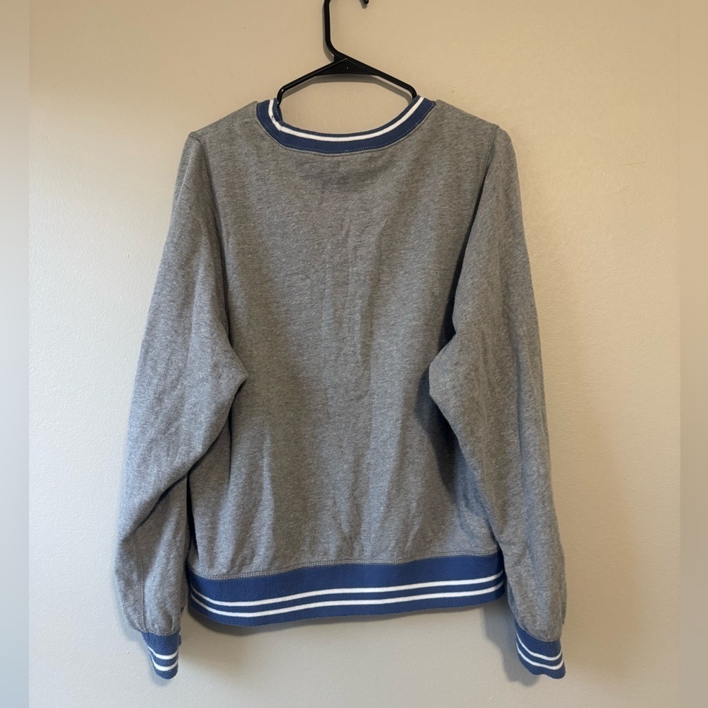 Anthropologie Pilcro Gray Sweatshirt with Blue Number lace Design size small - Picture 8 of 8